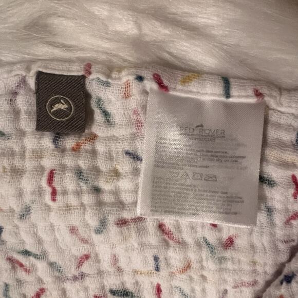 Red Rover Baby Blanket Colorful Sprinkles White Cotton Muslin Swaddle Lovey - Picture 5 of 7